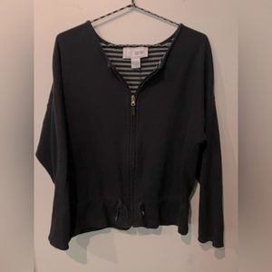 Joan Vass soft cotton zippered jacket Navy blue size 0